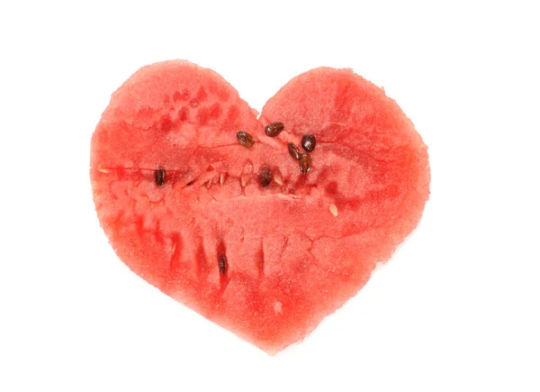 Сердце из арбуза — стоковое фото