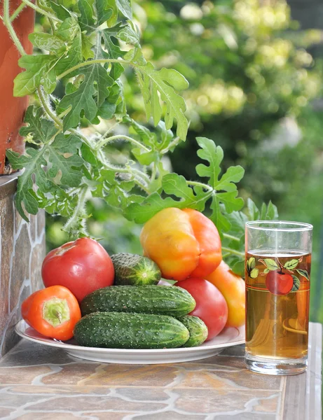 Grönsaker på hus steg — Stockfoto