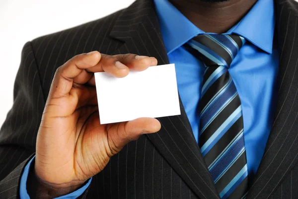 Επιχειρηματίας με επαγγελματική κάρτα — Φωτογραφία Αρχείου