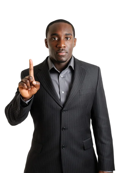 Homem de negócios mostrando um dedo — Fotografia de Stock