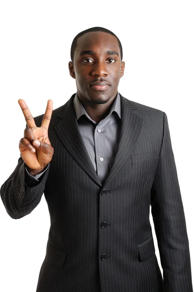 Business man showing two fingers — Stock Photo, Image