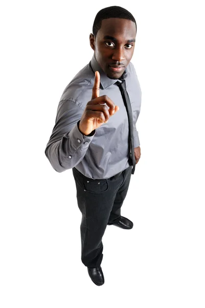 Business man with one finger up — Stock Photo, Image