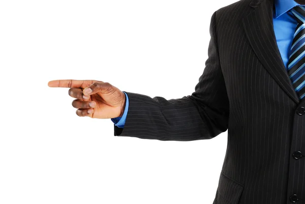 Business man pointing into copyspace — Stock Photo, Image