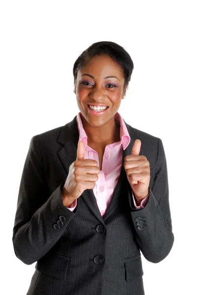 Mujer de negocios feliz con los pulgares arriba —  Fotos de Stock