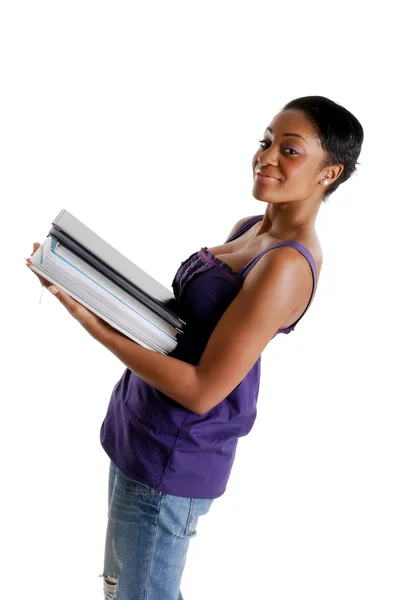 Young female student carrying books — Stock Photo, Image