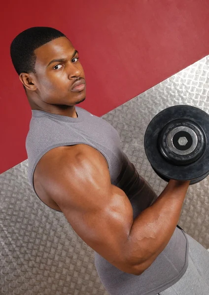 African american lifting weights — Stock Photo, Image