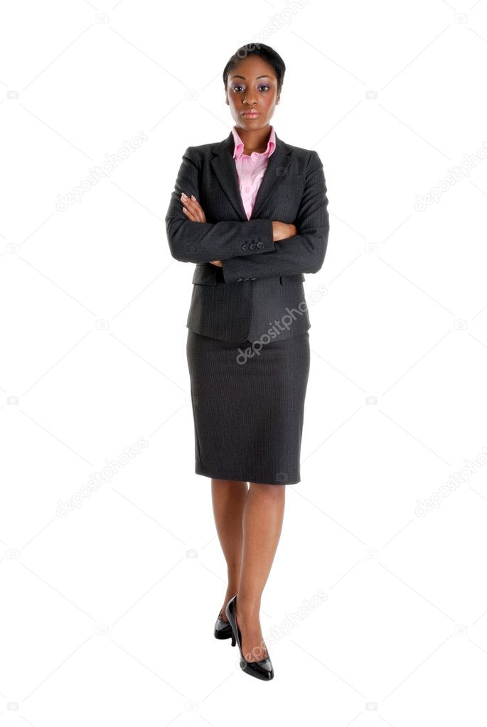 Serious business woman standing