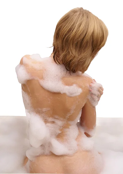 stock image Girl in a foamy bath