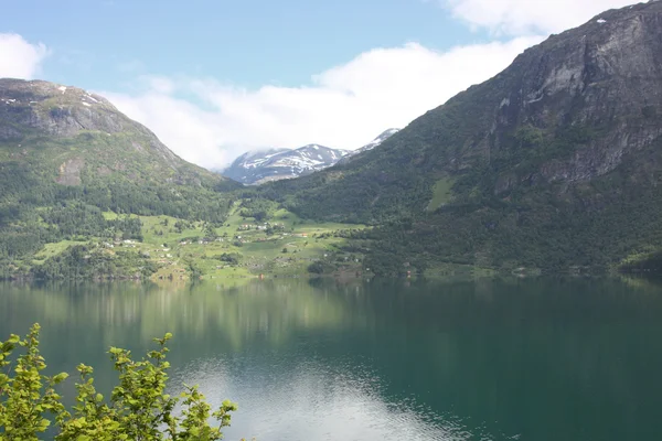 Underbara fjord gröna av Norge våren — Stockfoto