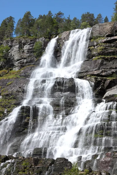 Big waterfall in a fjord it norvege in spring — Stock Photo, Image
