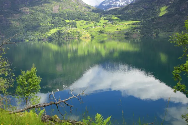 Underbara fjord gröna av norvege under våren — Stockfoto