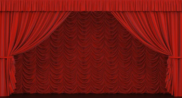 Roter Vorhang auf der Bühne — Stockfoto