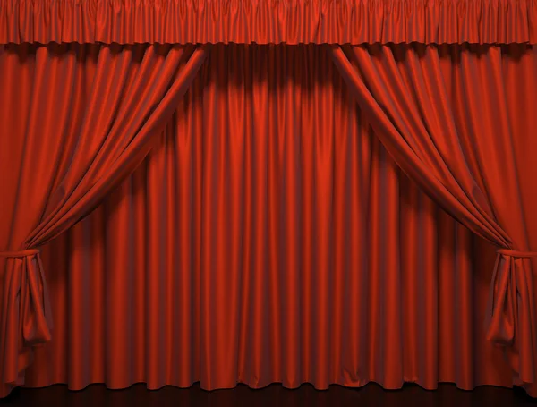 Rood gordijn op het podium — Stockfoto