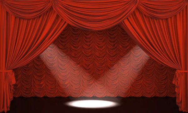 Roter Vorhang auf der Bühne lizenzfreie Stockfotos