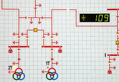 Part of modern electric scheme is in control room clipart