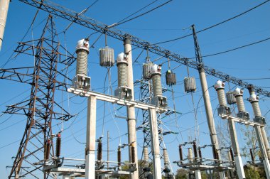 High-voltage substation clipart