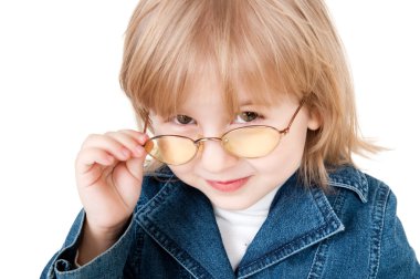 Little girl in glasses clipart