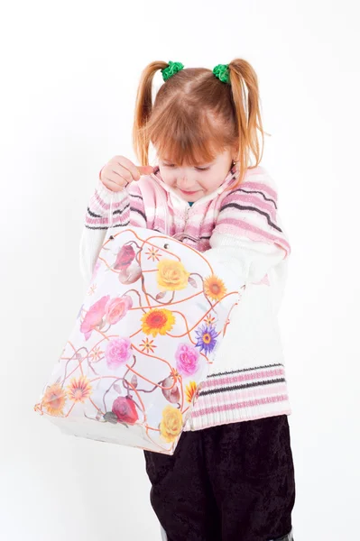 Little girl with bag — Stock Photo, Image