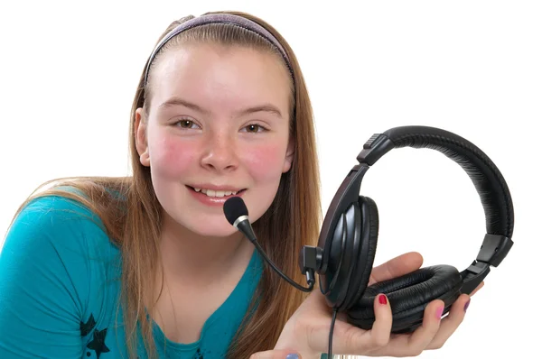 Дівчина з навушники — стокове фото