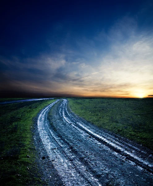 stock image Dirty way in sunset