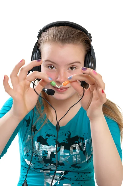 Tinédzser fejhallgató — Stock Fotó