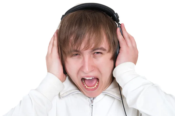 stock image Man screaming with headphones