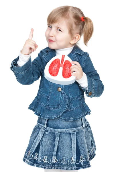 Little girl with lungs — Stock Photo, Image