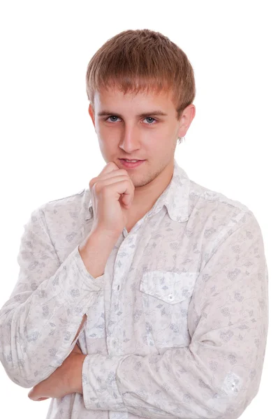 Gelukkig casual jonge man in shirt — Stockfoto