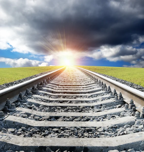 Railway to sunset — Stock Photo, Image