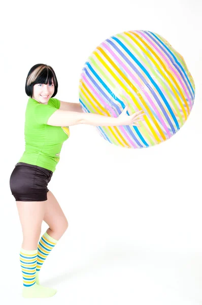 Exercising with gym ball — Stock Photo, Image