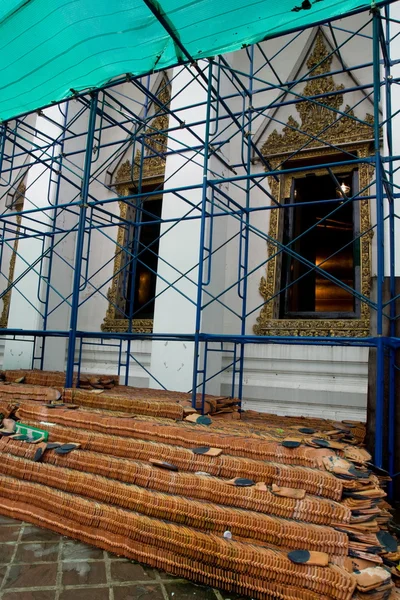 stock image An ancient thai temple under renovation.