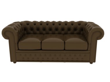 Brown leather sofa on white background clipart