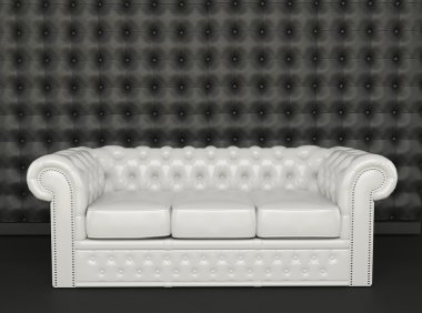 White leather sofa on a black background clipart