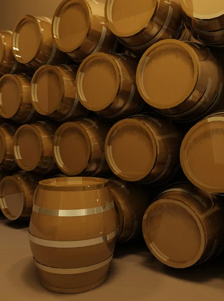 stock image Perspective of barrels. wine cellar