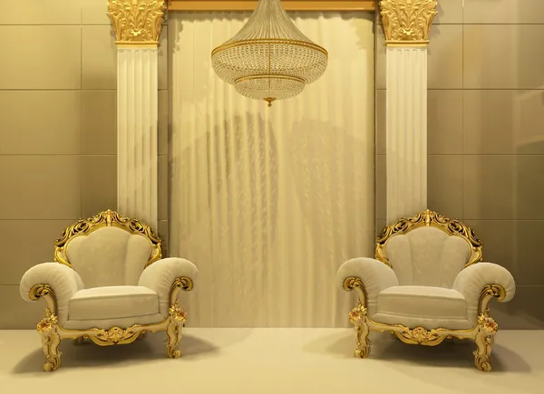 Розкішні крісла в королівському інтер'єрі — стокове фото