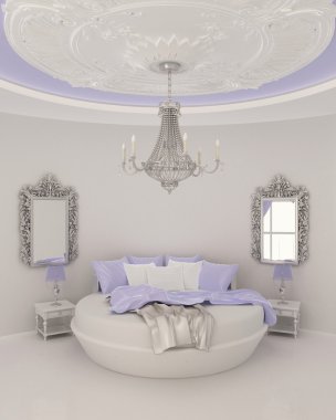 Ceiling decor in modern bedroom clipart