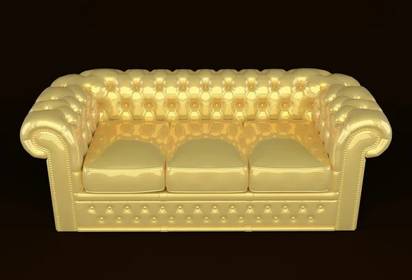 Lyxiga soffa med gyllene läder — Stockfoto