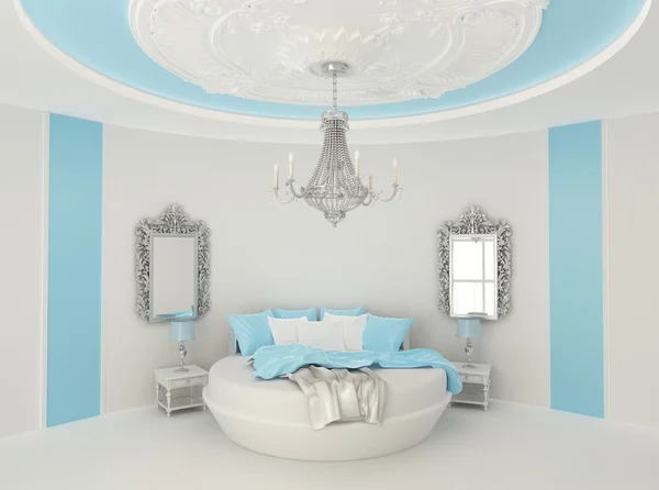 Round bed in baroque interior — Stock Photo, Image