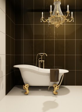 Luxury bath in bathroom clipart