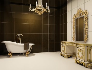 Baroque furniture in bathroom clipart