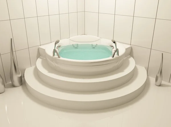 Enda vita badkar i badrummet — Stockfoto