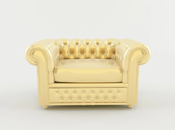 在白色背景上的金色真皮扶手椅 — 图库照片