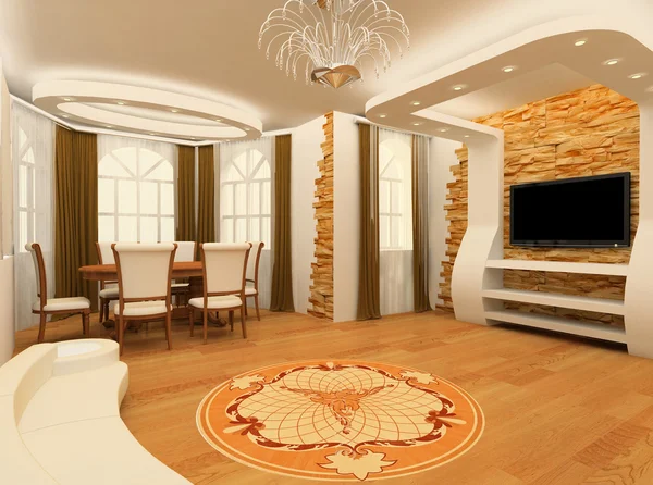 Декоративний орнамент з ламінованою дошкою для підлоги та цеглою — стокове фото