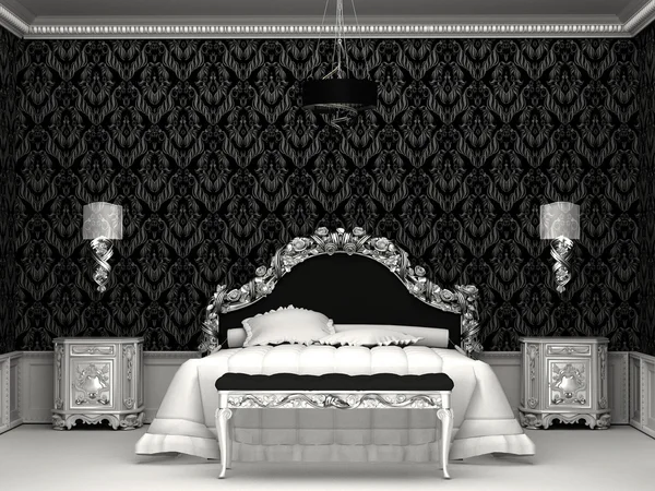 在 roayl 的卧室里的巴洛克式家具 — 图库照片
