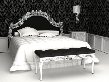 Royal furniture in baroque bedroom clipart