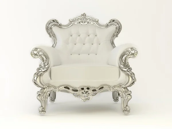 豪华现代扶手椅和白色背景上的银相框 — 图库照片