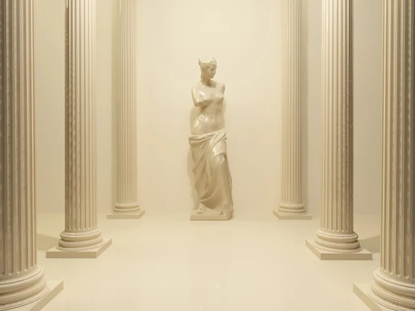 Antik perspektif hapı ortasında çıplak Venüs heykeli — Stok fotoğraf