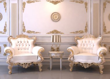 Royal furniture in luxury interior clipart