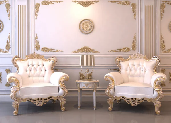 Königliche Möbel im luxuriösen Interieur — Stockfoto