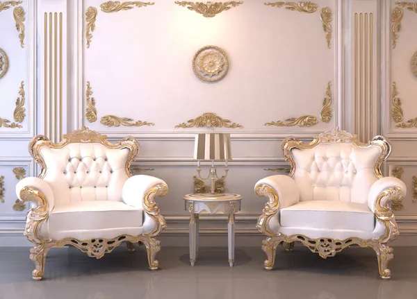 Королевская мебель в роскошном интерьере Стоковое Изображение